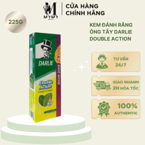 Set kem đánh răng ông tây đen Darlie 2 tuýp trong 1 Thái Lan - MT79