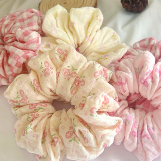  Scrunchies siêu bồng bềnh - Dây buộc tóc handmade chất liệu xô muslin hai lớp dày dặn 