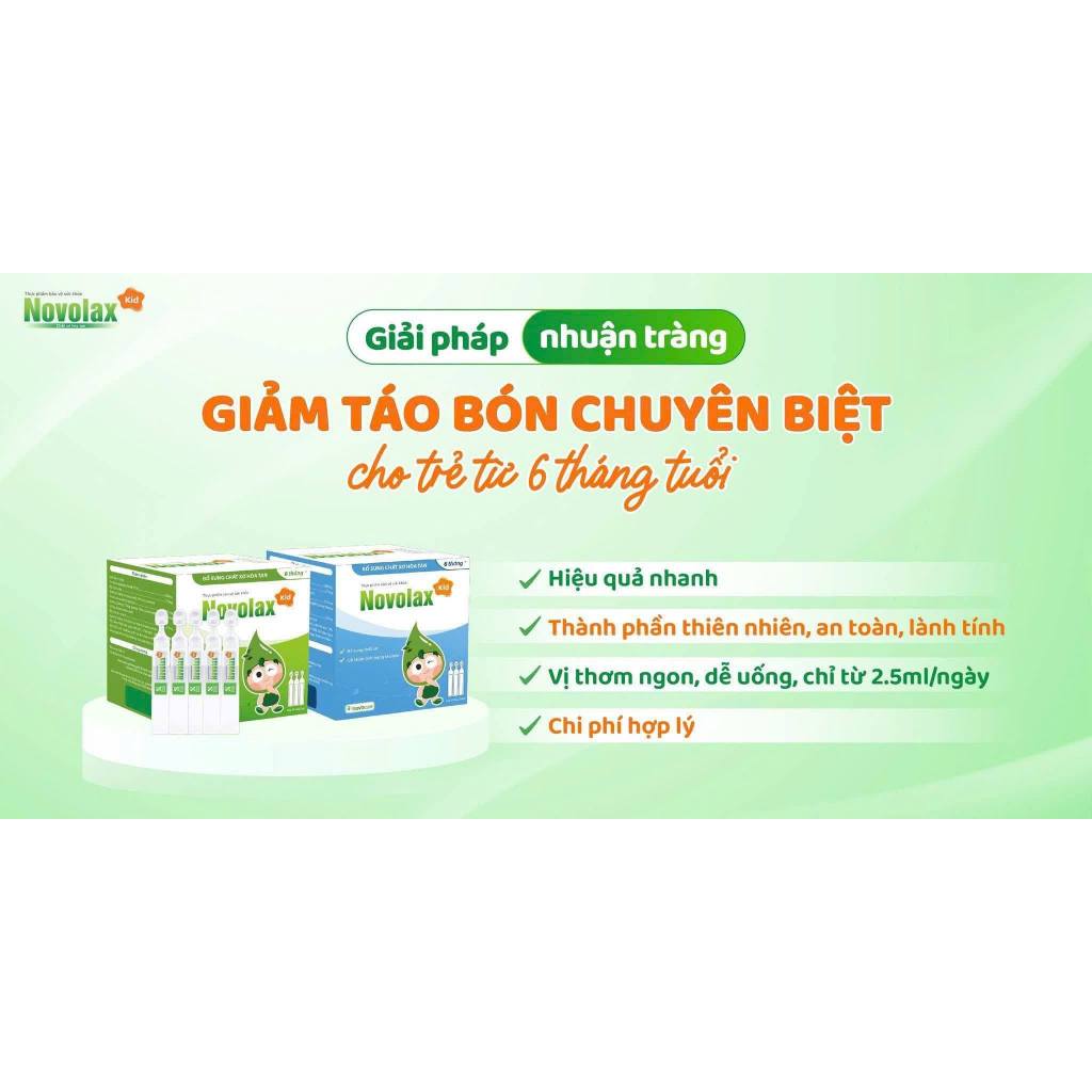 Chất xơ hòa tan cho bé Novocare Novolax Kid, giảm táo bón chuyên biệt cho trẻ từ 6 tháng tuổi