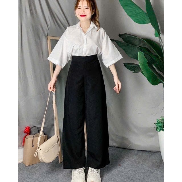 🩸Set Quần Suông + Sơ Mi Kate 1 Túi