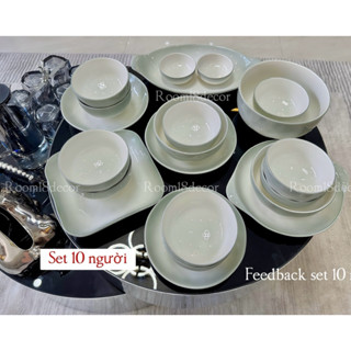  Bộ bát đĩa ăn cơm bát đĩa gốm sứ mộc xám sang trọng cho gia đình phong cách retro 