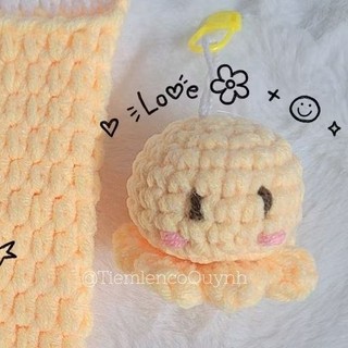 Móc khóa bạch tuộc, dưa hấu trang trí túi máy tính balo túi xách
