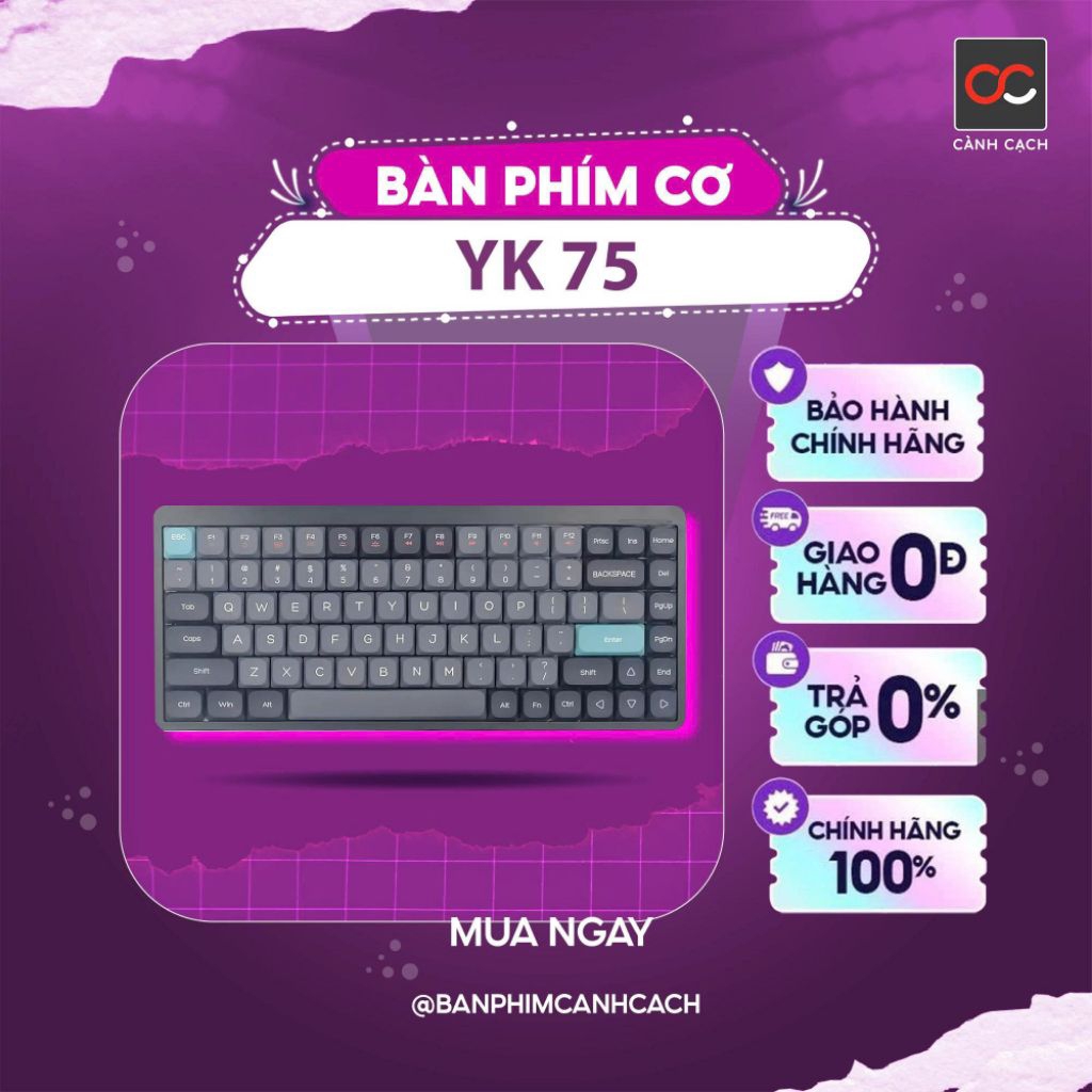 Bàn phím cơ không dây YK75 Low profile Red Switch