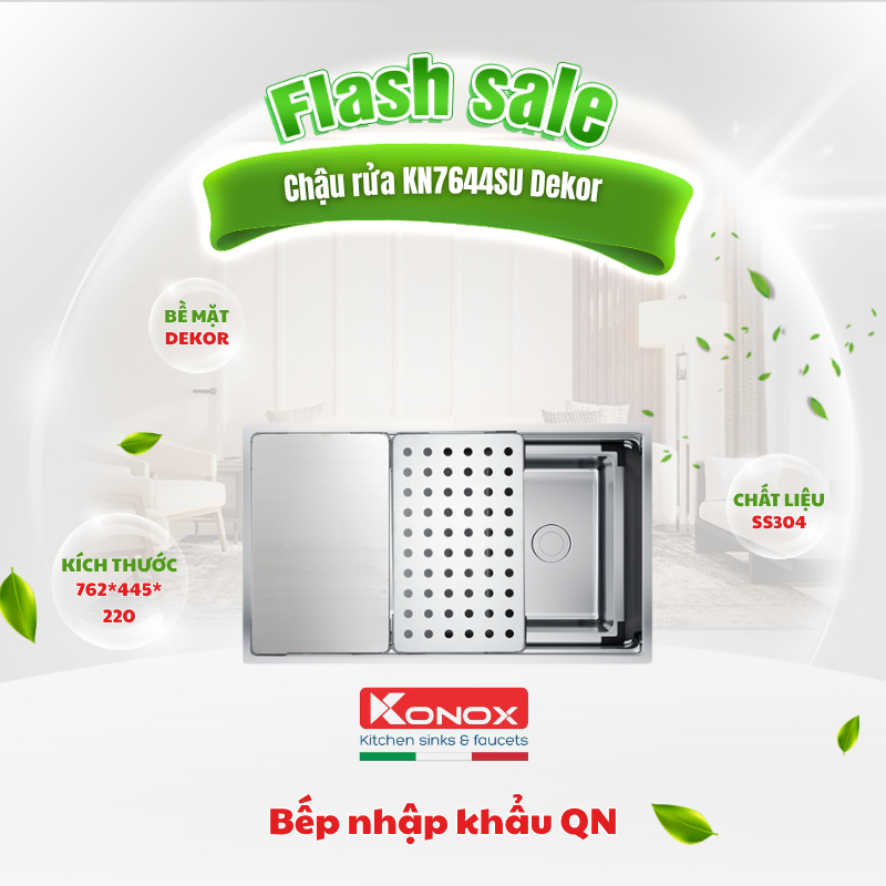 Chậu rửa bát chống xước Konox Workstation - Undermount Sink KN7644SU Dekor, hàng nhập khẩu