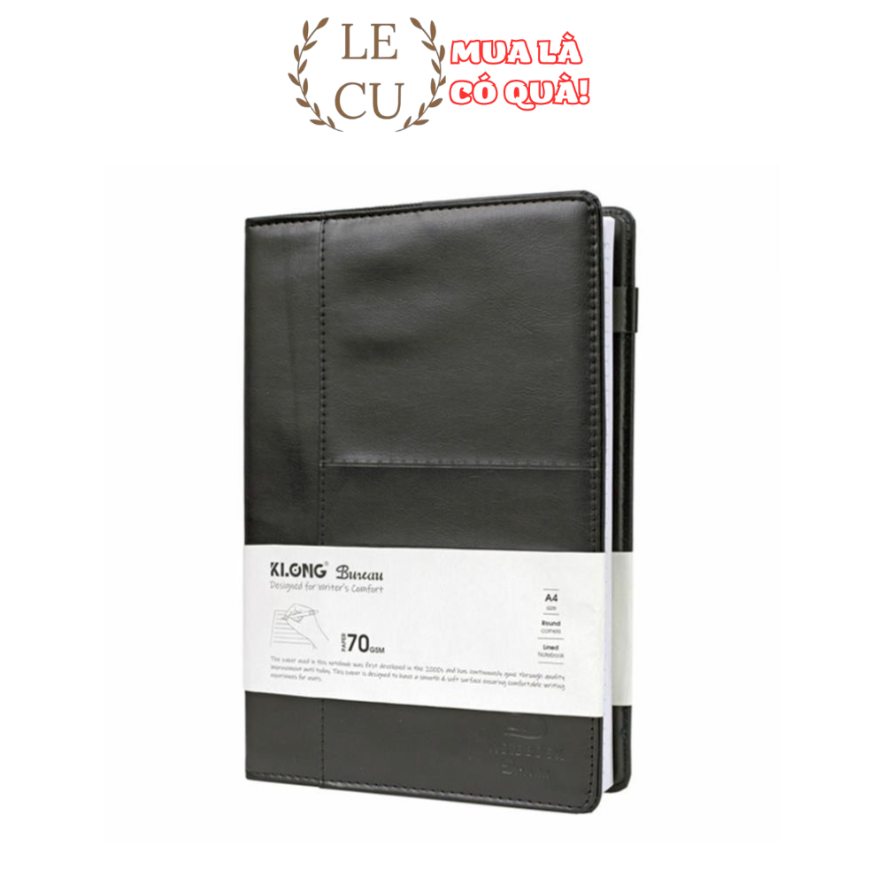 Sổ kẻ ngang nét đứt bìa giả da PU KLONG A4 400 trang 70/76; MS: 616