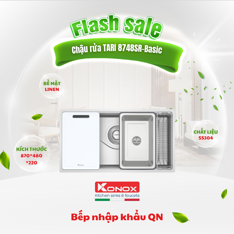 Chậu rửa bát Konox chống xước phong cách Nhật TARI 8748SR chính hãng - DM365