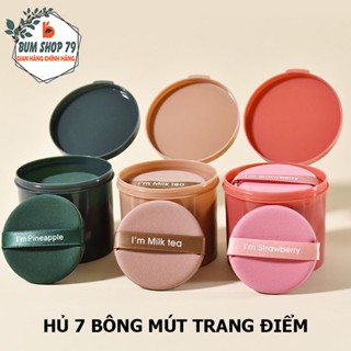 Hủ 7 Bông Mút Trang Điểm Hình Tròn Mềm Mịn Nhỏ Gọn, Set Mút Makeup Đánh Phấn Tán Kem Nền Mỏng Nhẹ