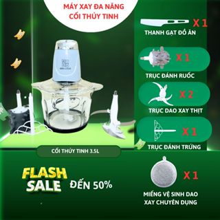 [Tặng 6 phụ kiện] Máy Xay Thịt Đa Năng MISU LOUIS 500w ,Cối Thủy Tinh 3.5 Lít ,Trục Ruốc, Đánh Trứng
