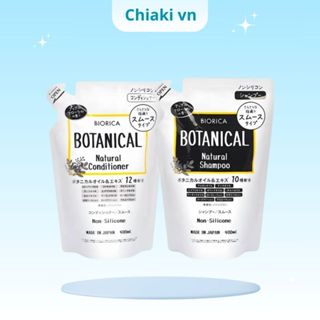  Cặp Dầu Gội Xả Táo Đen Hatomugi Botanical Nhật Bản không chứa Silicone 400mlx2  Dầu gội thuần chay dùng được cho bà bầu 