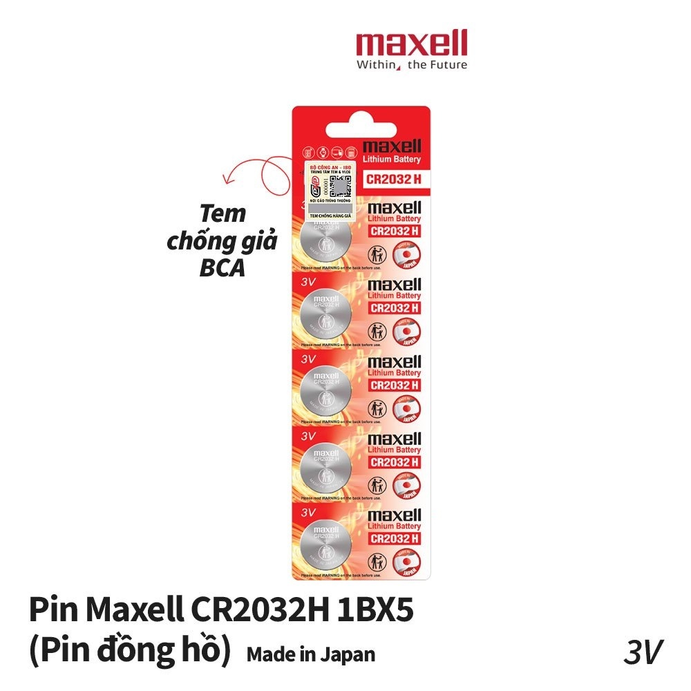  Hàng Xịn - Pin Cmos CR2032 H 3V Maxell Smartkey Xe Máy Xe Hơi Máy Đo Huyết Áp Bo Mạch Cân Điện Tử Đồng Hồ 