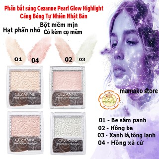 Phấn bắt sáng Cezanne Pearl Glow Highlight kèm cọ 2,4g - Nội địa Nhật