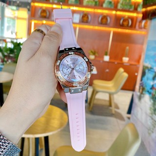 Đồng Hồ Nữ Guess W1053L3 Dây Silicone Hồng Vỏ Rose Size 38mm