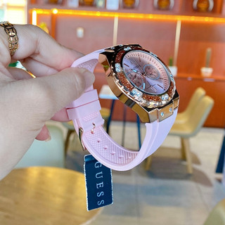 Đồng Hồ Nữ Guess W1053L3 Dây Silicone Hồng Vỏ Rose Size 38mm