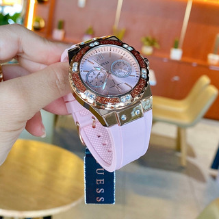 Đồng Hồ Nữ Guess W1053L3 Dây Silicone Hồng Vỏ Rose Size 38mm