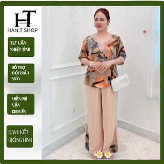  Ms12 ĐỒ BỘ TRUNG NIÊN LỤA MANGO CAO CẤP CỔ PHỐI REN QUẦN 9 TẤC   CỔ REN   HAN.T SHOP 
