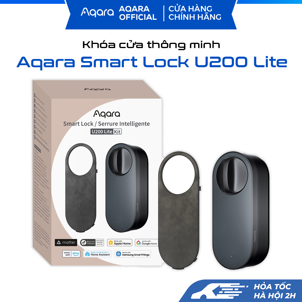 Khóa thông minh Aqara U200 Lite, bản quốc tế, hỗ trợ Matter, hàng chính hãng bảo hành 24 tháng