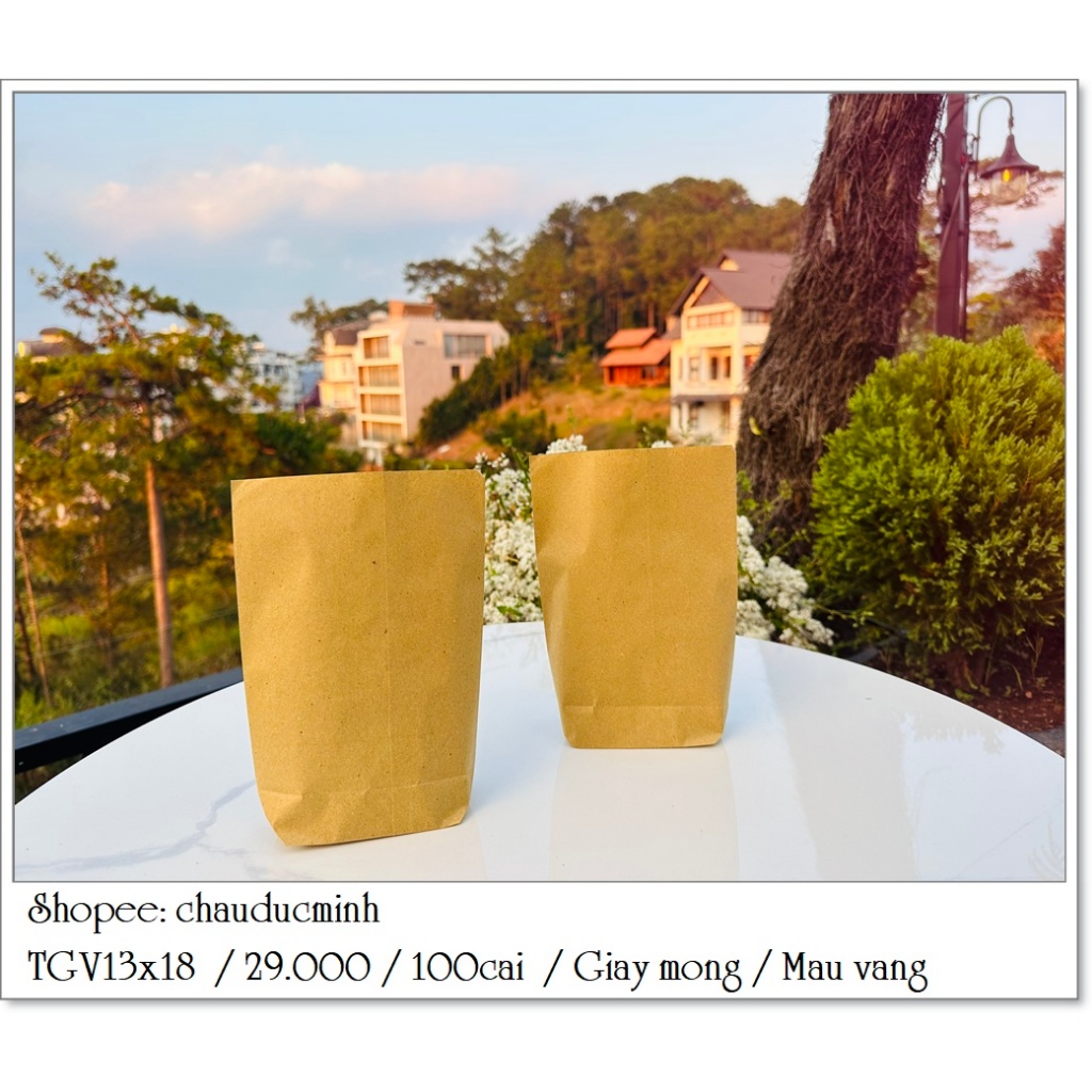 100c túi giấy vàng mỏng 13x18
