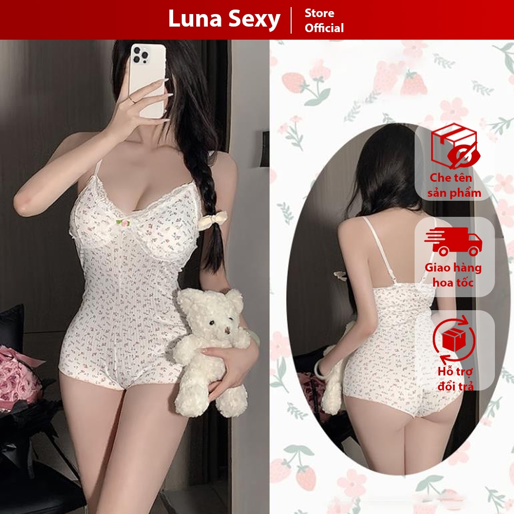 [Che tên + Hỏa tốc] Bộ đồ ngủ jumsuit DN113 thiết kế 2 dây liền thân, chất vải cotton co giãn thoải 