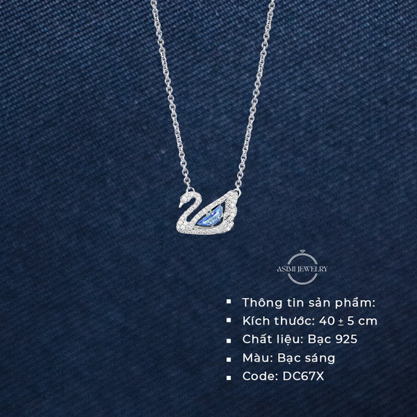 Dây chuyền bạc nữ S925 Nàng Thiên Nga Asimi Odette Swan DC67 - đeo trên mẫu