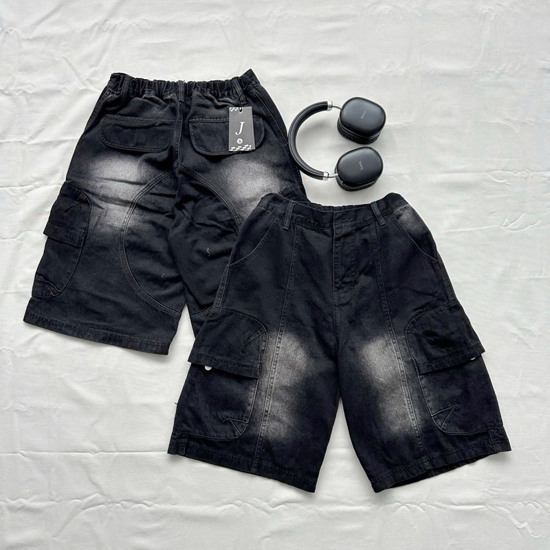 Jaystoree | Quần Shorts Jean túi hộp JUHO WASH màu XANH form Unisex 🖤 Quần ngố denim ống rộng | BigBuy360 - bigbuy360.vn