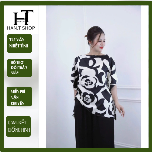 ( Hàng Cao Cấp ) Set Đồ bộ trung niên cách điệu, đồ bộ cho mẹ, áo kiểu, quần ống rộng, chất lụa nhập