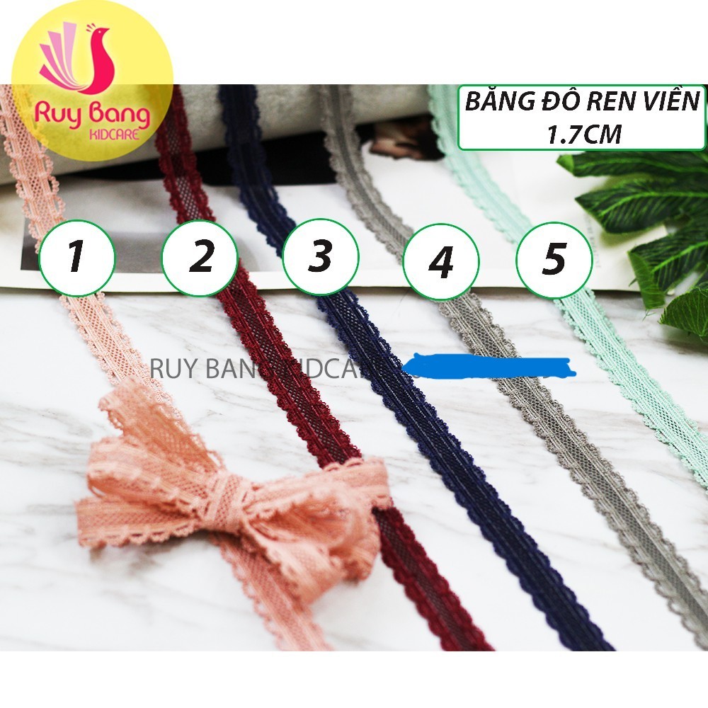 Băng đô ren viền-1.7cm dùng làm nơ, phụ kiện tóc, phụ kiện may mặc