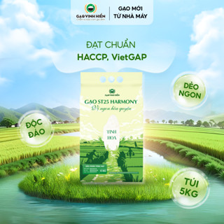 Gạo ST25 Harmony Vinh Hiển 5KG - Dẻo mềm, thơm ngon, cao cấp - Vị ngon hòa quyện - Gạo nấu cho bé, gạo cho bé ăn dặm