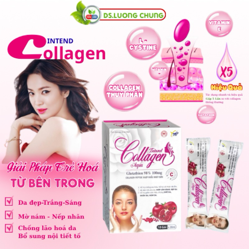 Nước Uống Collagen Trắng Da Aqua Intend 10 Gói – Dưỡng Sáng Da, Chống Lão Hóa, Giảm Nám Hiệu Quả