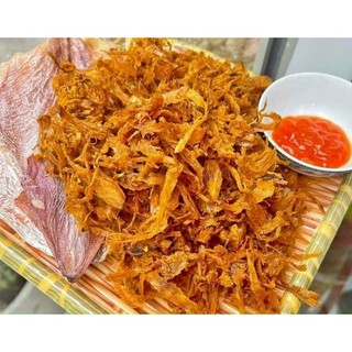1KG Khô mực xé sợi vàng tẩm gia vị, Mực khô trộn bánh tráng loại ngon đẹp