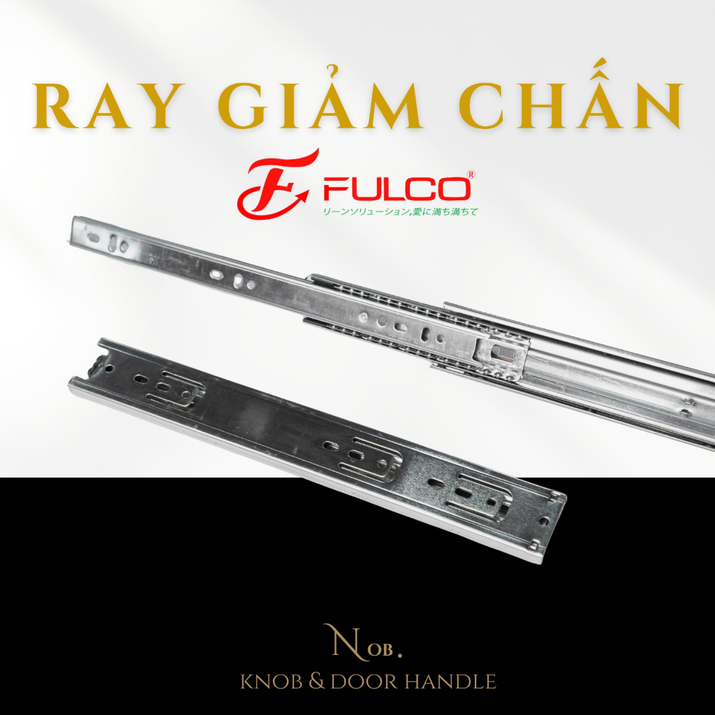 [FK4510 Ray bi giảm chấn] Ray Bi 3 tầng giảm chấn dùng cho hộc kéo tủ gỗ, tủ nhôm ĐỦ KÍCH THƯỚC