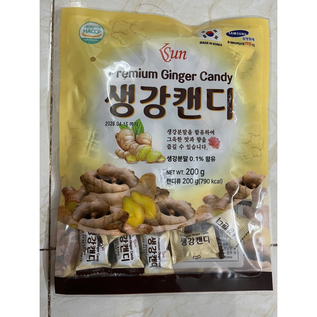 Kẹo Gừng Cao Cấp Hàn Quốc Premium Ginger Candy (Gói 200g) - 생강 캔디