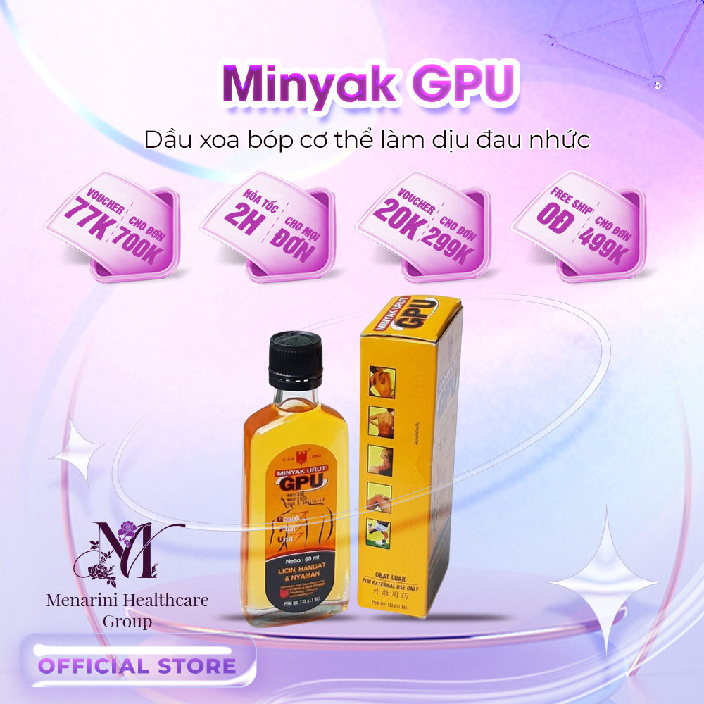 Dầu Xoa Bóp Minyak GPU Cap Lang Indonesia 60ml – Dầu Massage GPU 60ml Giúp Làm Ấm Da, Dễ Chịu, Phục 