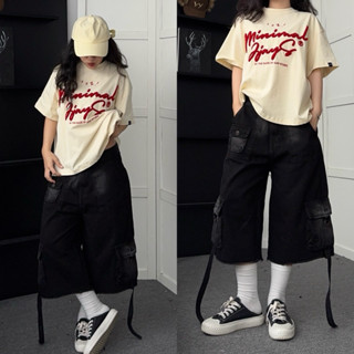 Quần short jean ống rộng HEYU xám wash Loang - Quần ngố bò form Nam nữ unisex ❤️ Jaystoree