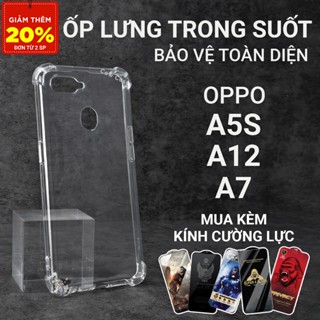  Ốp lưng Oppo A5S A12 A7 Cowcase trơn trong suốt | Ốp điện thoại Oppo dẻo bảo vệ camera đt toàn diện 