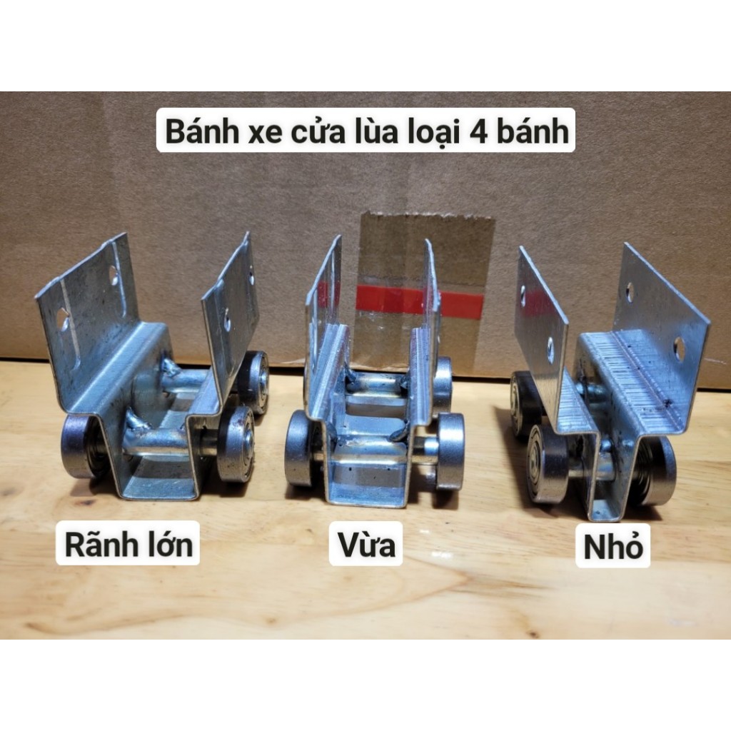 2 bánh xe cửa lùa loại 4 bánh ( 4 vòng bi) phụ kiện cửa sắt, bánh xe lùa treo 4 bi, chạy máng treo
