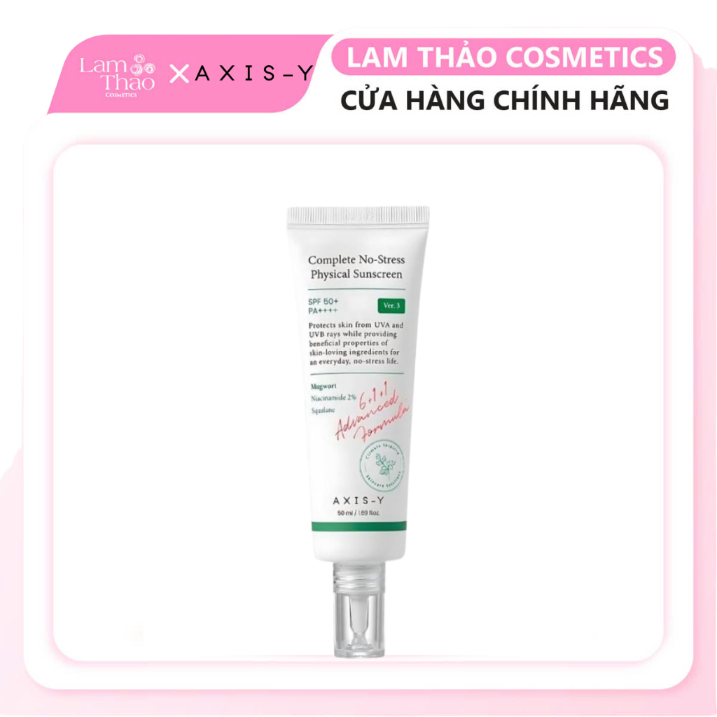 Kem Chống Nắng Vật Lý Dịu Nhẹ AXIS-Y Complete No-Stress Physical Sunscreen SPF 50+ PA++++ Ver.3