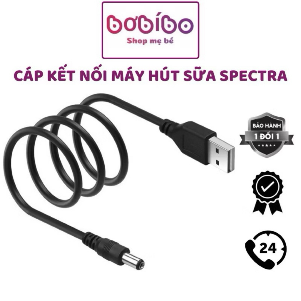 Cáp kết nối Máy Hút Sữa Spectra M1, M2, Q, 9S, 9PLUS, S1 Plus, S2 Plus, SPECTRA DUAL với pin sạc dự 
