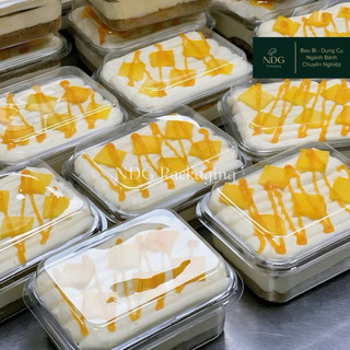  100 Hộp Nhựa Chữ Nhật 450ml Đựng Panna Cotta Khúc Bạch Vải Bánh Lạnh Mousse Trái Cây Tiramisu 450ml  S231 JLH734  