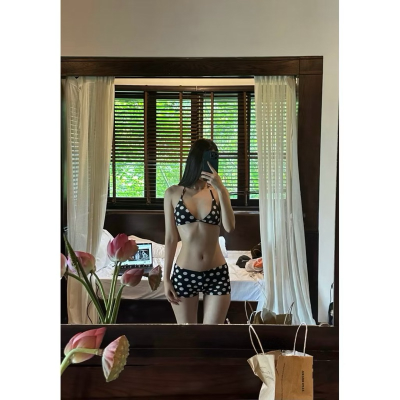 Set Bikini Quần Đùi Chấm Bi Thun Lạnh Co Giãn (hoả tốc-sẵn hàng) | BigBuy360 - bigbuy360.vn