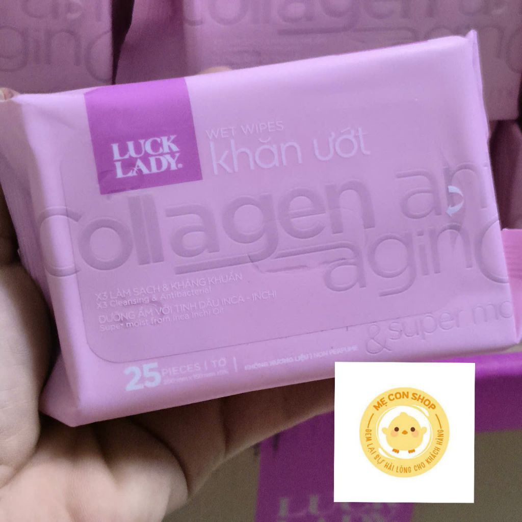 Combo 10 gói khăn ướt dưỡng ẩm Luck lady 25 tờ
