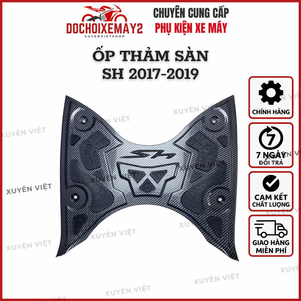 Phụ kiện ốp thảm sàn Carbon xe SH 2017-2019 vân bóng (hàng Universe) - Xuyên Việt