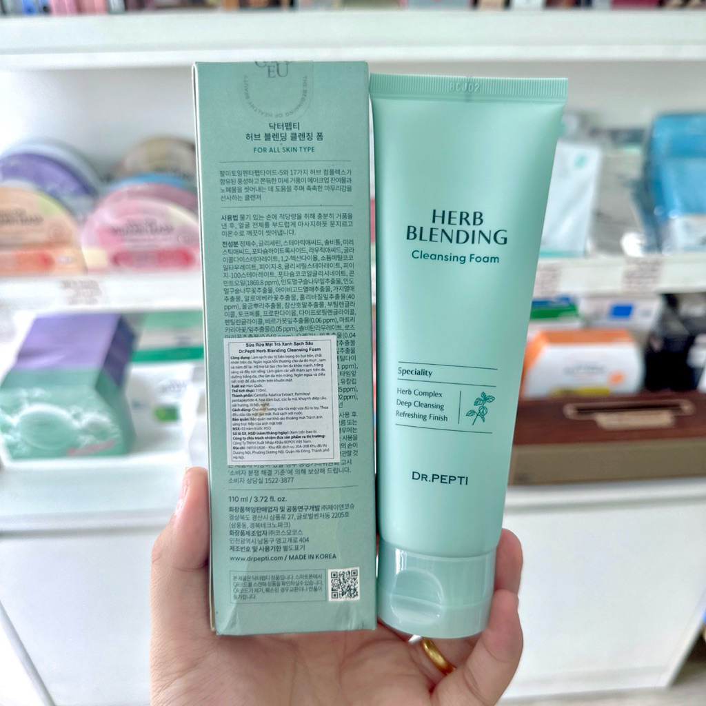 Sữa Rửa Mặt Dr.Pepti Trà Xanh Bạc Hà DrPepti 110ml Herb Blending Cleansing Foam Dr.Pepti+