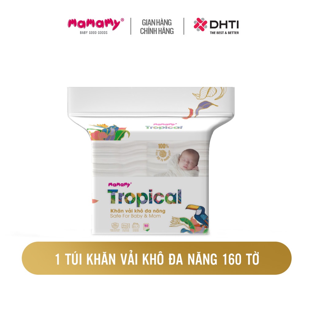 Khăn vải khô đa năng Mamamy Tropical 160 tờ