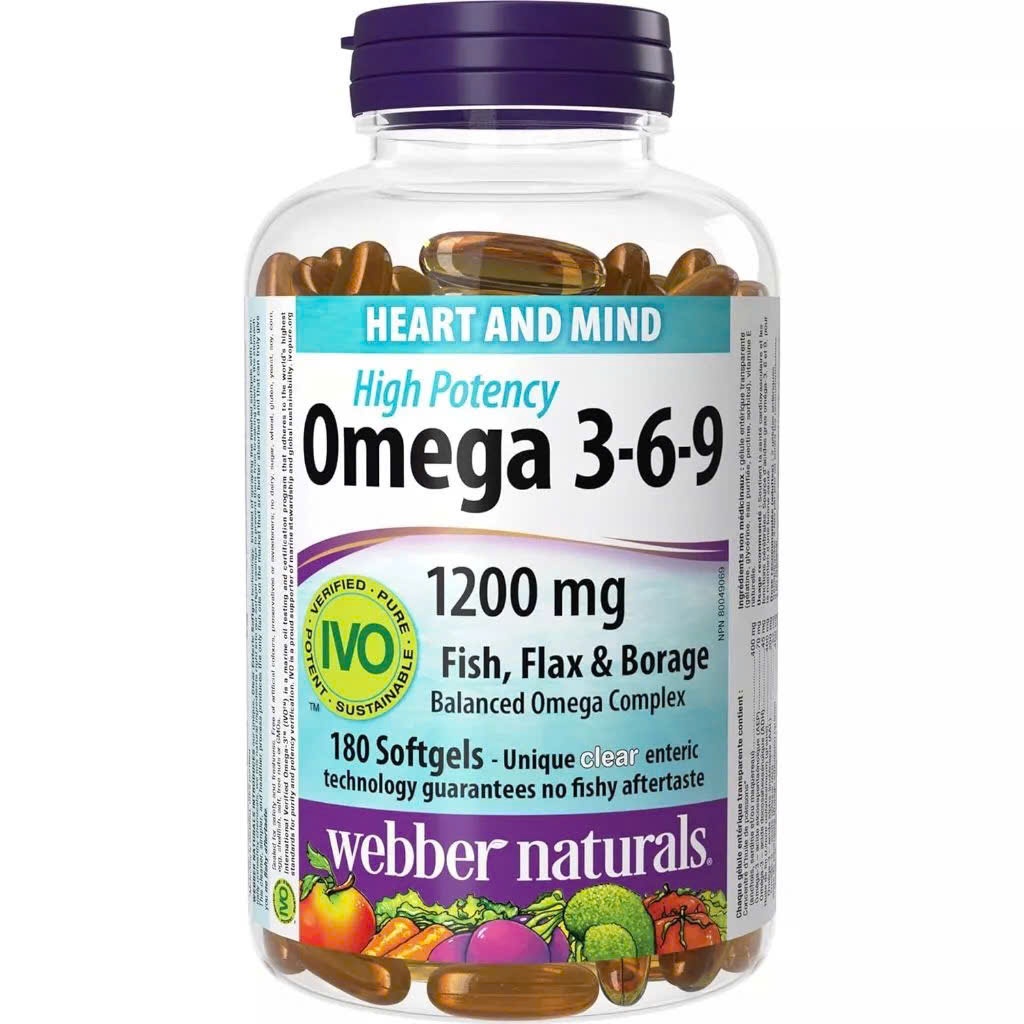 Dầu cá Fish oil Omega369 1200mg 180 viên thương hiệu Webber Naturals made in Canada