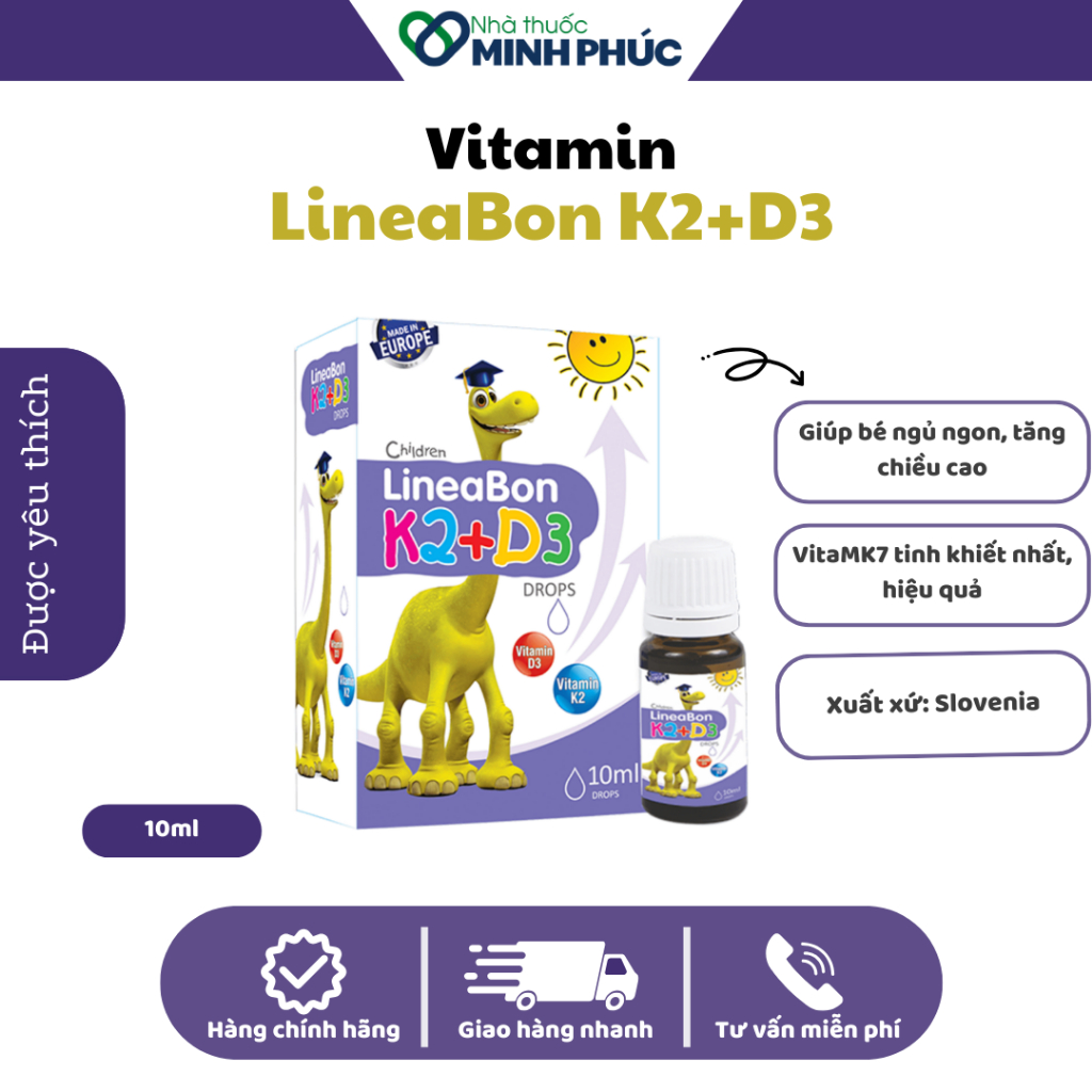 Dung dịch  LineaBon K2+D3 10ml bổ sung Vitamin D3 và Vitamin K2
