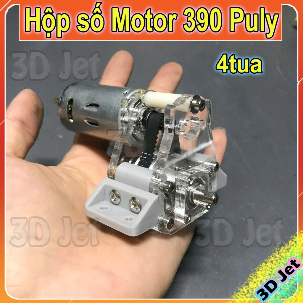 Hộp số giảm tốc mica puly 4 tua motor 390, Hộp số Rc, Hộp số Mica puly, hop so 390, hs, hs390, hop s