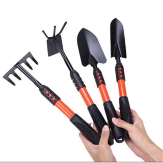  Bộ 4 món dụng cụ làm vườn tay cầm bọc cao su chắc chắn siêu tiện dụng gồm cuốc xẻng cào đất - PTLUXURY 