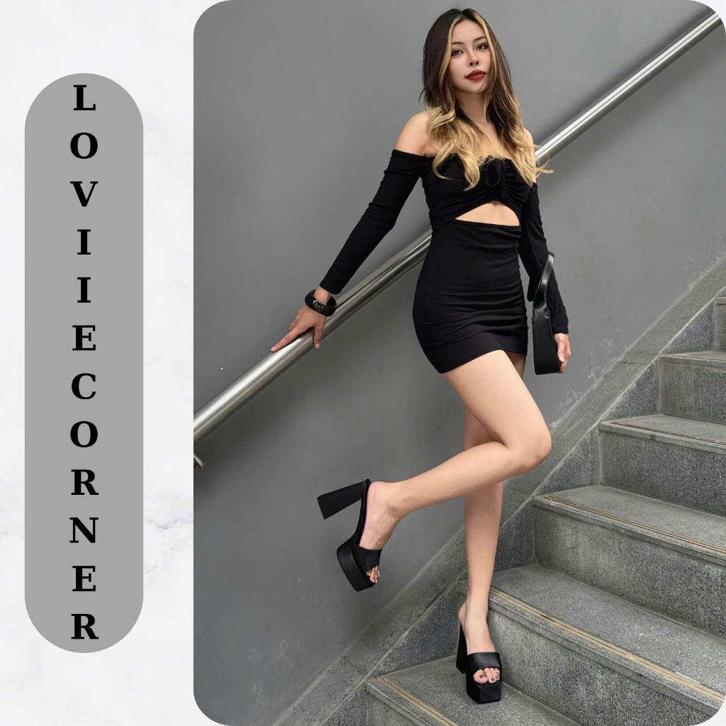 LOVIIECORNER - GUỐC NỮ ĐI TIỆC  - CAO GÓT MŨI VUÔNG ĐÚP CAO QUAI NGANG - GUỐC XINH PHỐI CAO 13CM - D