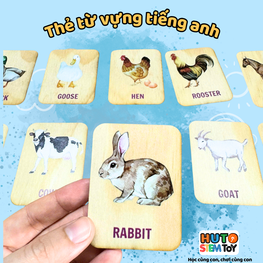 Thẻ Học Từ Vựng Tiếng Anh Bằng Gỗ, Nhiều Chủ Đề, Flashcard Tiếng Anh, Trò Chơi Từ Vựng