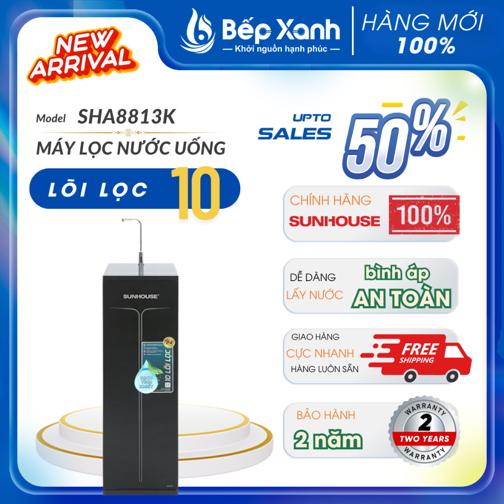 [MIỄN PHÍ LẮP ĐẶT] Máy lọc nước RO UltraPURE SUNHOUSE 10 LÕI SHA88113K